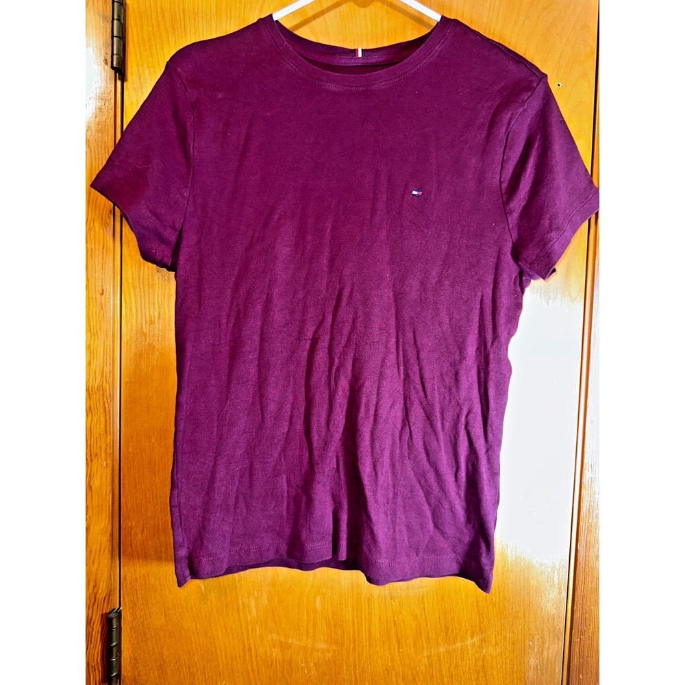 Tommy Hilfiger Shirt Womens XL Red Short Sleeve Crew Neck T-Shirt Logo Casual